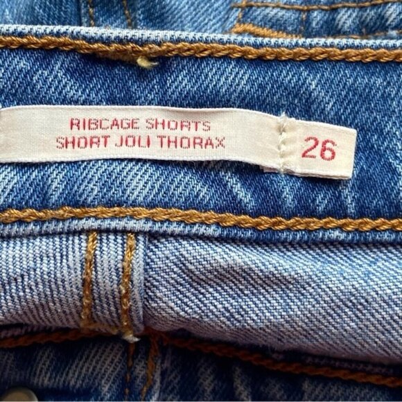 Levis Premium Ribcage Shorts Size 26 Urban Oasis Button Fly High Waist Cowgirl - Picture 7 of 15